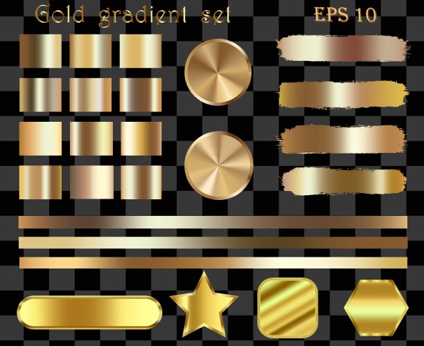 Gold brush strokes golden paint ink Royalty Free Vector