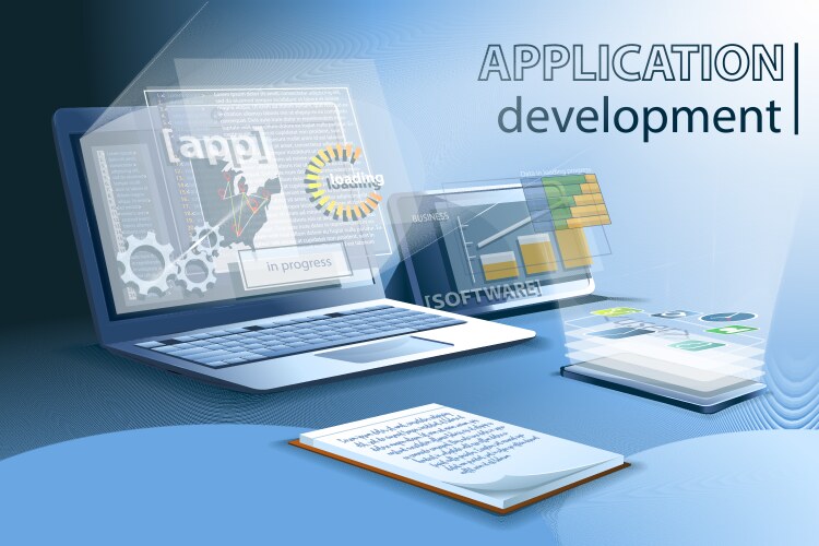 Application development for different platforms vector image