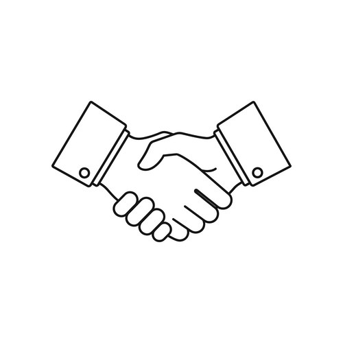 Two hands shaking in a formal handshake agreement Vector Image