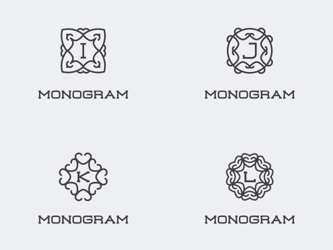 Set compact monogram design template with letter Vector Image