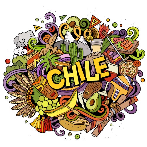 Chile Hand-Drawn Doodle Art Vector Image