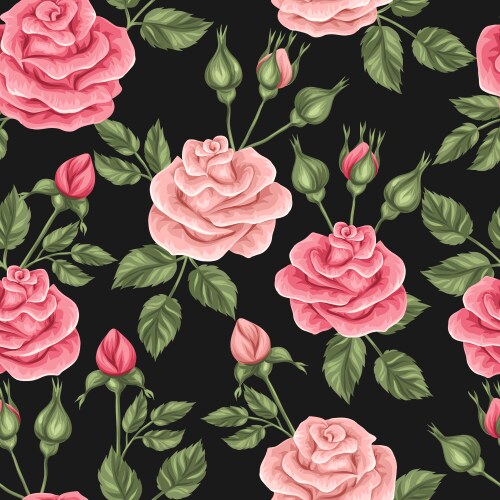 Vintage Rose Seamless Pattern Vector Image