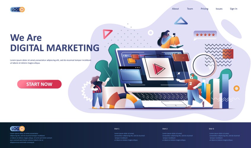 digital marketing flat landing page template vector image