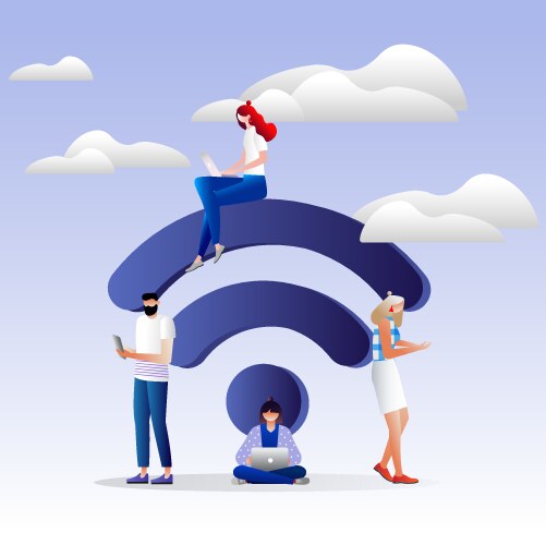 people in free internet zone concept vector image