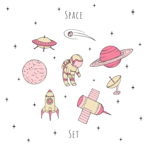 Cosmic Kid's Space Elements Vector Image