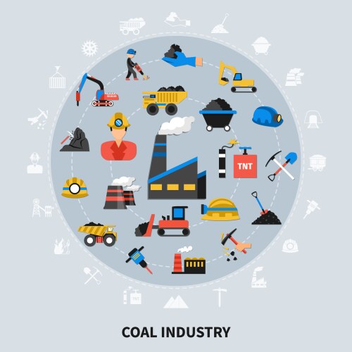 Mining industry flat composition Royalty Free Vector Image