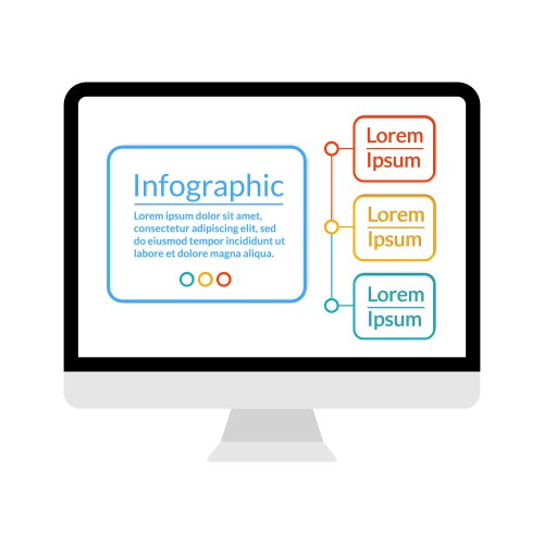 Modern computer display with infographic data vector image