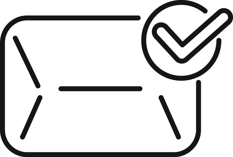 Yellow mail envelope with check mark showing Vector Image