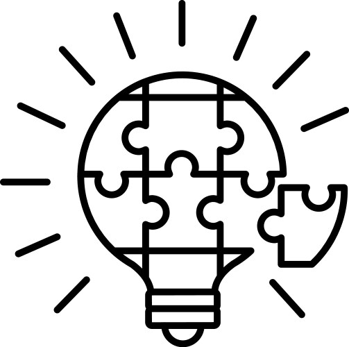 problem solving icon of a glowing light vector