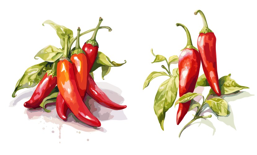 Chili pepper watercolor painting style vector image