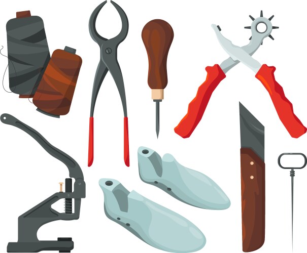 Different tools for shoe repair pictures vector image