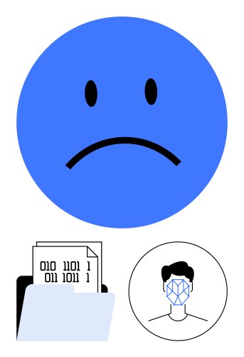 Sad face emotion binary codes in file folder vector image