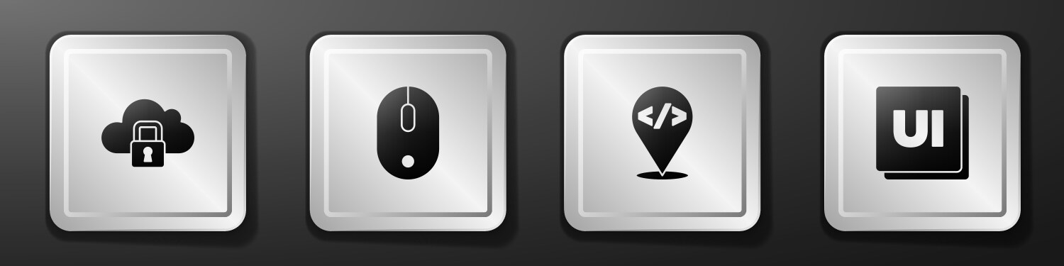 Set cloud computing lock computer mouse front vektorbild