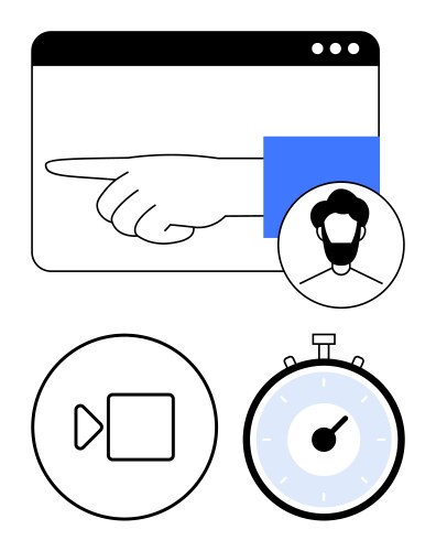 Hand pointing from web browser window user avatar vector image
