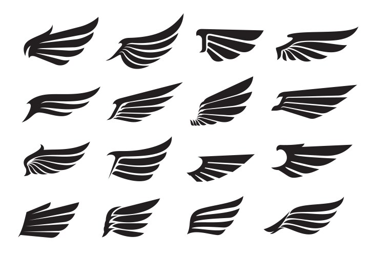 Angel & Eagle Wing Icons Vector Image