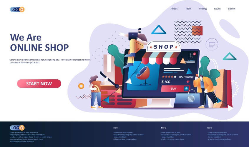 online shopping flat landing page template vector image