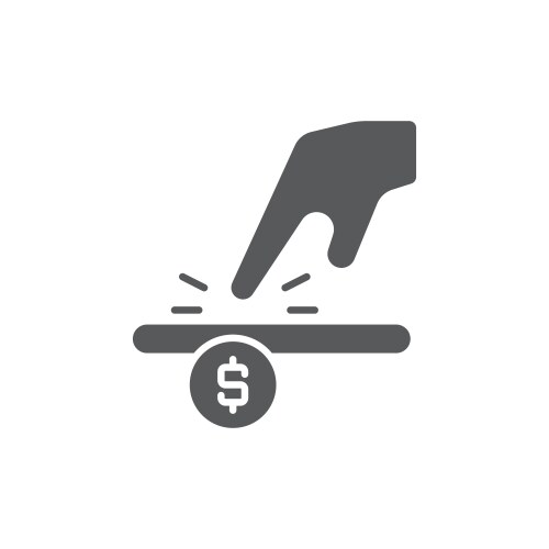 Hand using touch screen and coin icon color line vector image