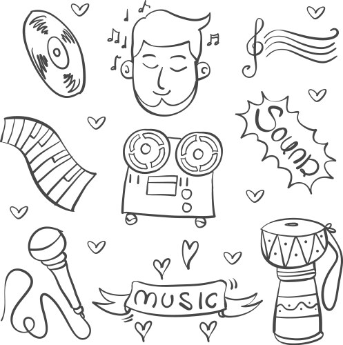 Music Doodle Collection Vector Image