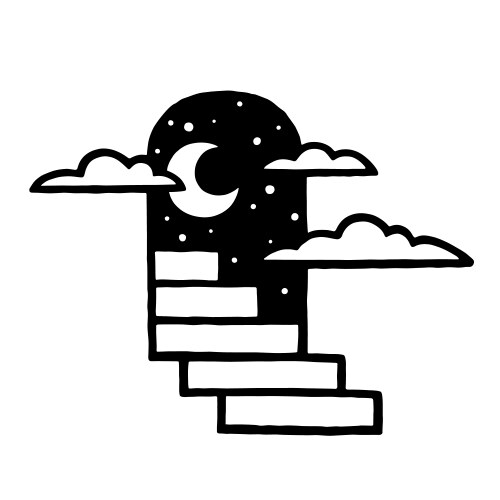Open door staircase moon doodle Vector Image