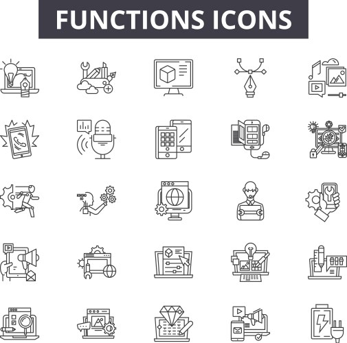 Functions line icons for web and mobile design vector image