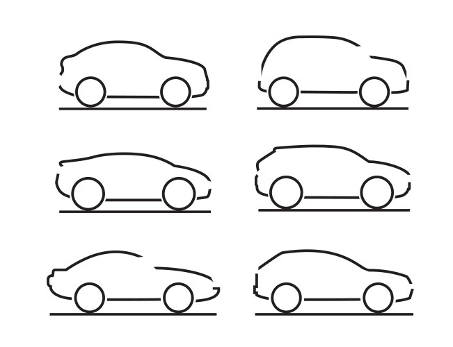 set of black cars icons - stock vector image