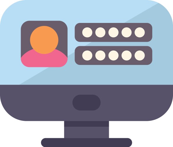 Computer displaying user profile with login vector image
