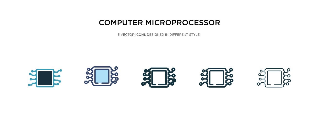 Computer microprocessor icon in different style vector image