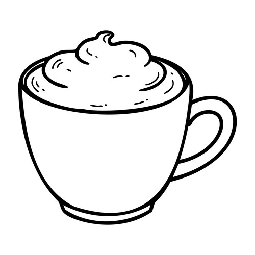 Hand-Drawn Coffee Cup with Foam Vector Image