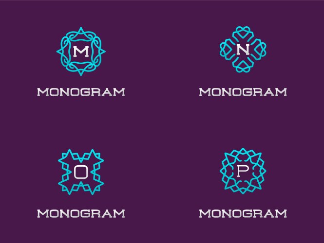 Set compact monogram design template with letter Vector Image