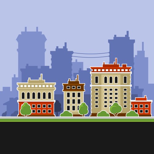 Detailed images of various types buildings Vector Image