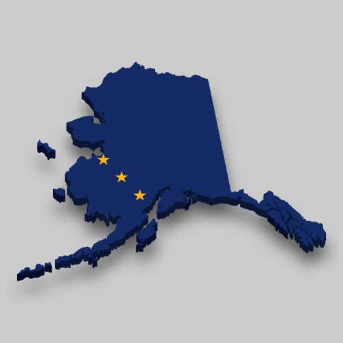 3D Isometric Alaska Map Vector Image
