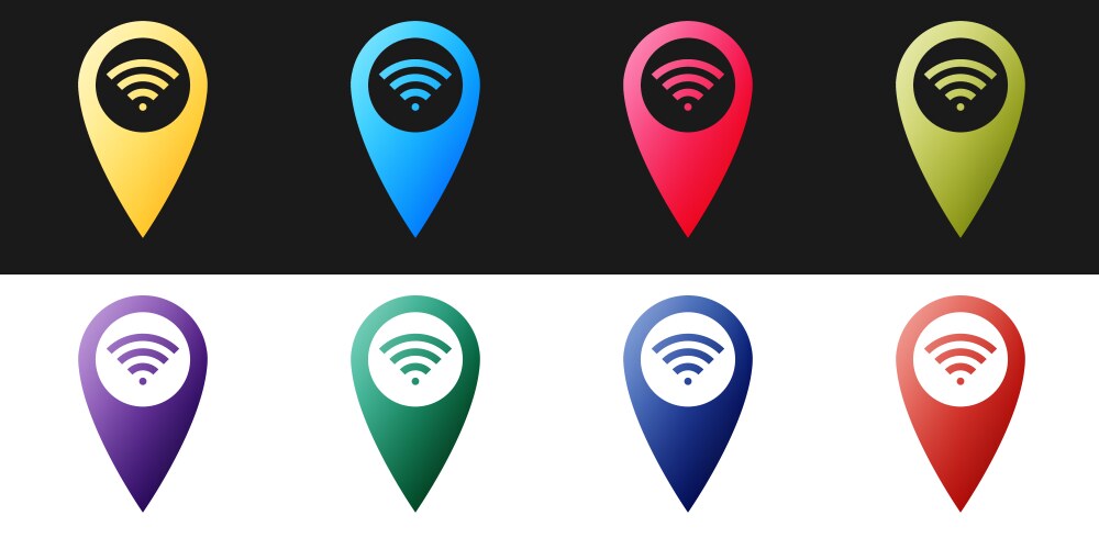 Set pointer map with wifi internet signal vector image