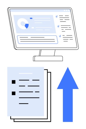 Digital document upload with online interface vector image