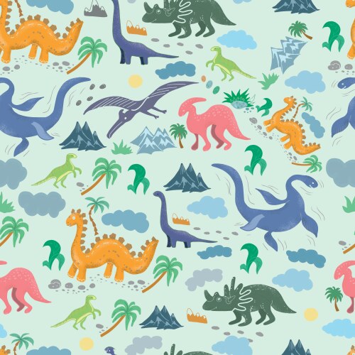 Dinosaur Kids Pattern Vector Image