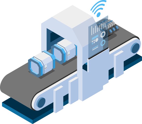 Intelligent conveyor isometric composition vector image