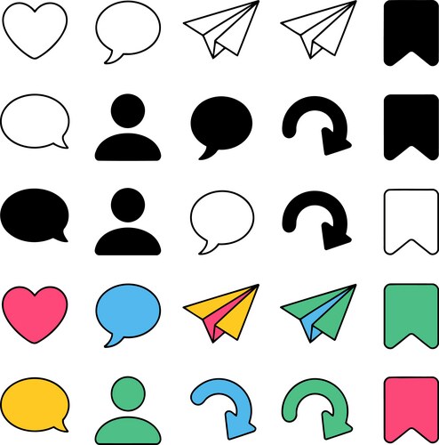 Hand-Drawn Social Media Icons Vector Image