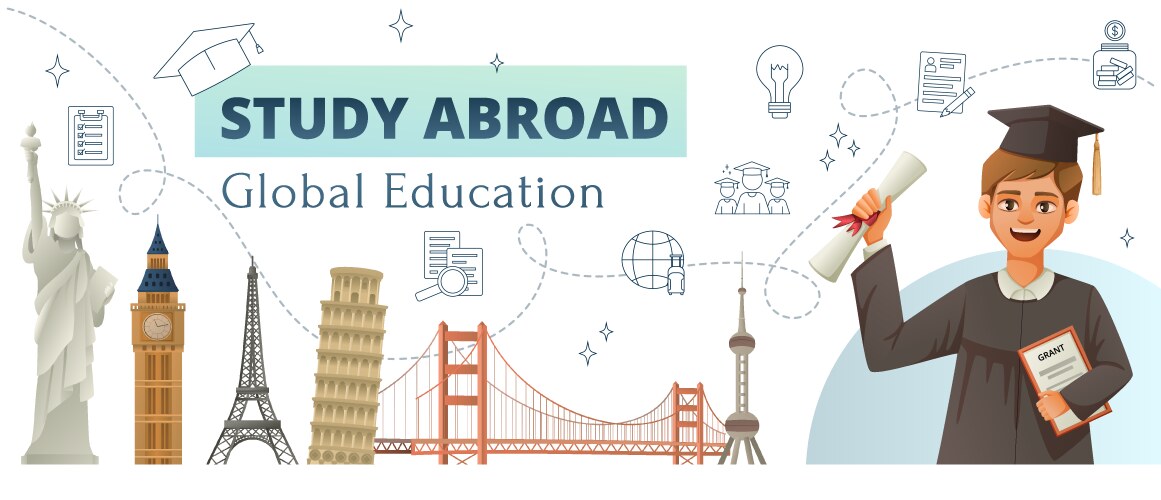 Study abroad education background vector image