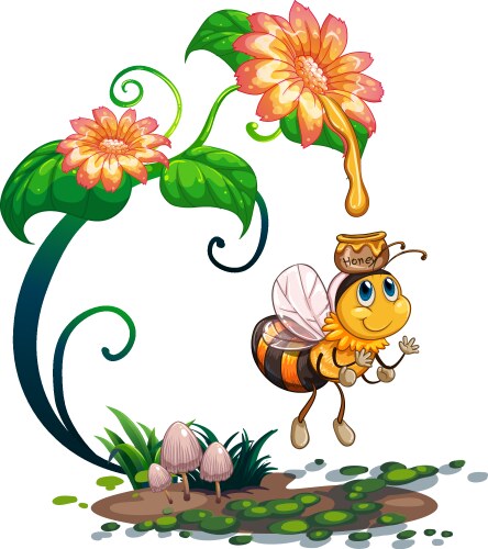 Rectangle frame with honey flowers and bees Vector Image