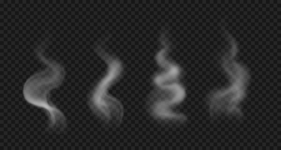 Realistic wavy smoke steam from food and drinks Vector Image