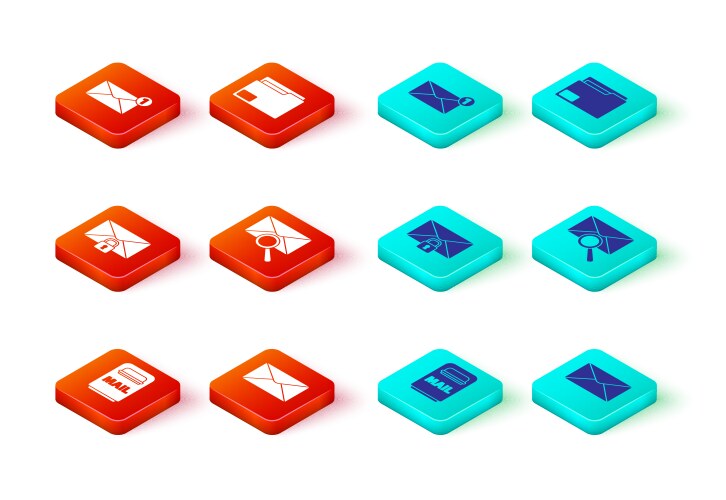 Set mail box envelope message lock password vector image
