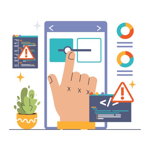Software Testing Set Code And Debugging Royalty Free Vector Software Testing Set Code And Debugging Royalty Free Vector
