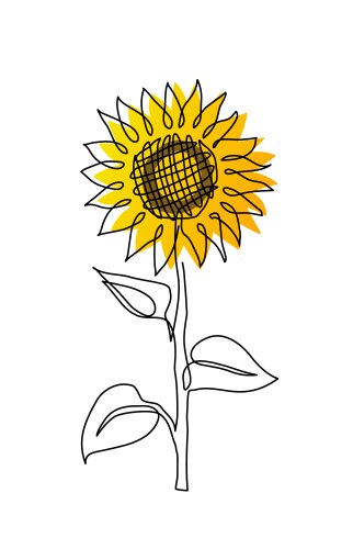 Vintage black outline ink pen sketch of sunflower Vector Image
