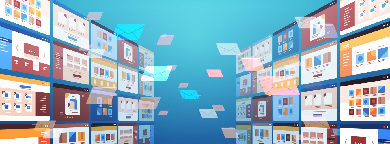 Folders mail envelopes cloud internet data file vector image