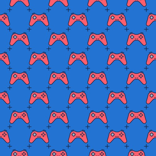 Red game controller - gamepad controlling device vector image
