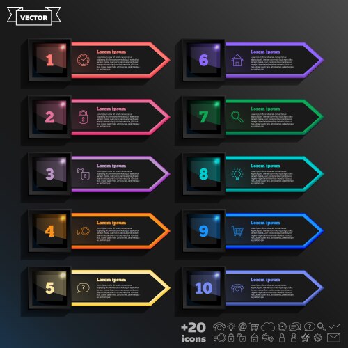 Infographic design list with colorful square vector image