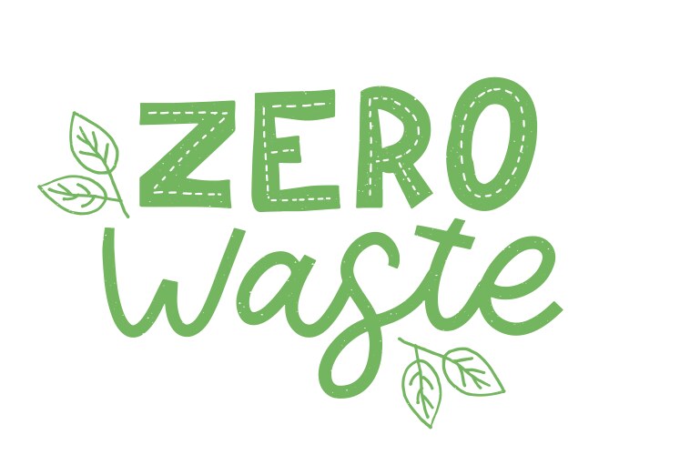 zero waste lettering text eco green vector image