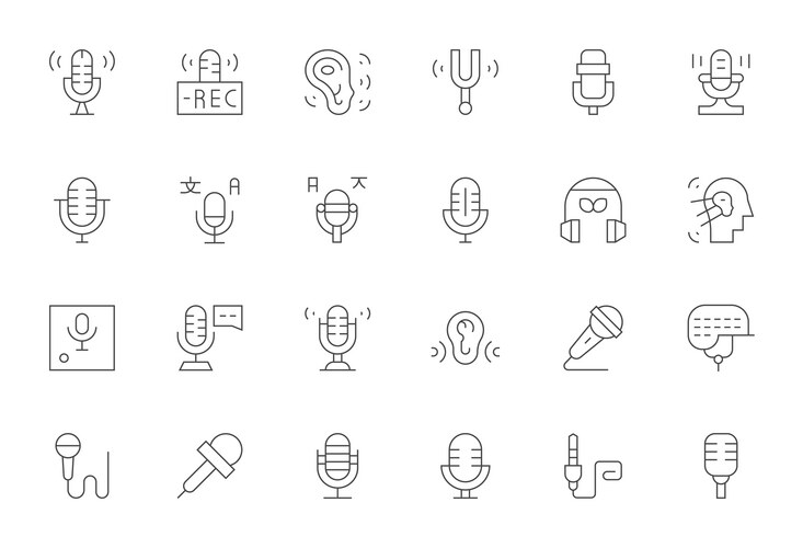 Thin Line Audio Input Icons – Royalty-Free Vector | VectorStock