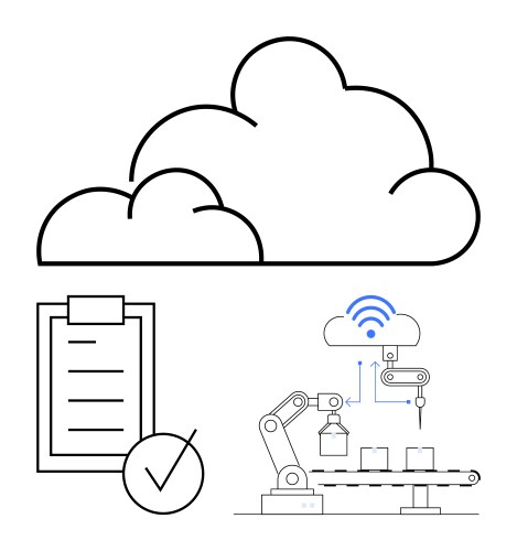 Cloud-connected automation with robotics vector image