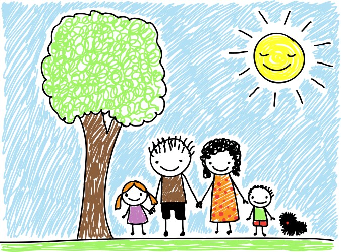 Colorful Family Doodle Vector Image