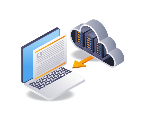 technology cloud server data transfer isometric vector image